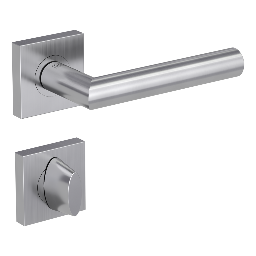 door handle set LUCIA PROF screw on cl3 rose set square wc brushed steel